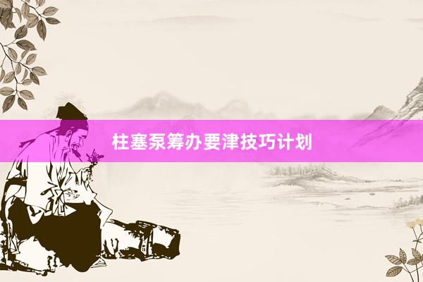 柱塞泵筹办要津技巧计划